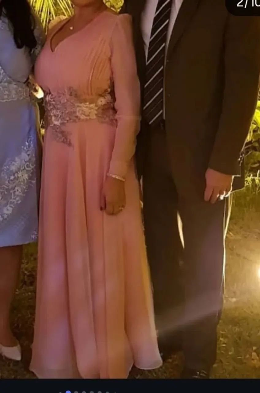 Vestido longo rosa para festas e eventos - Foto 3