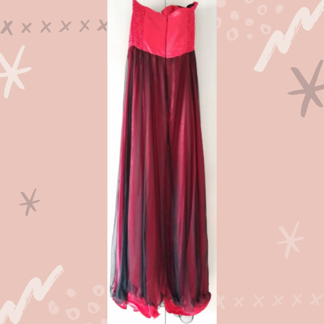 vestido de festa vermelho e preto