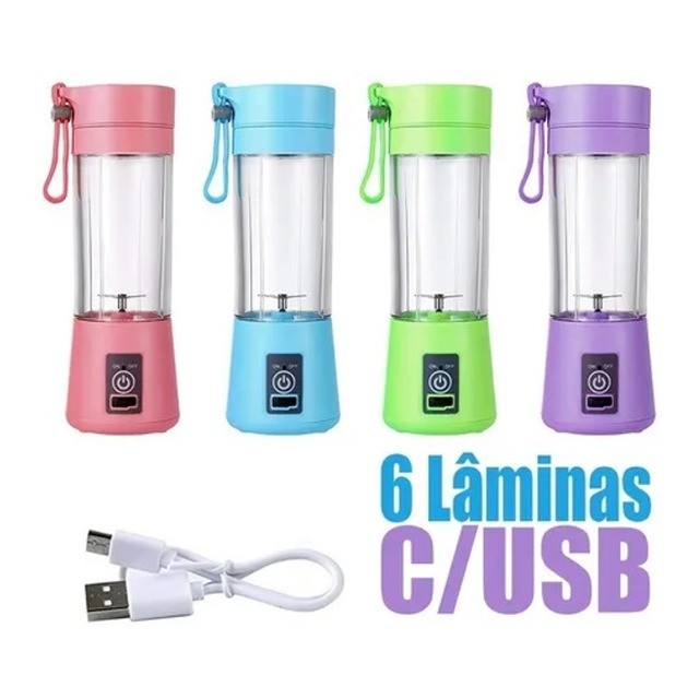 Mini Liquidificador 6 Lâminas Portátil 380ml Recarregável USB - Foto 2
