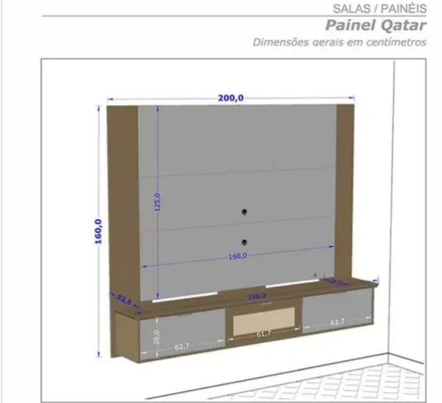 Painel Sala Qatar para TV até 70 Polegadas com 2 Fitas LED *novo na caixa* - Foto 3