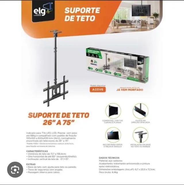 SUPORTE de TETO TV GRANDE (NOVO) - Foto 4