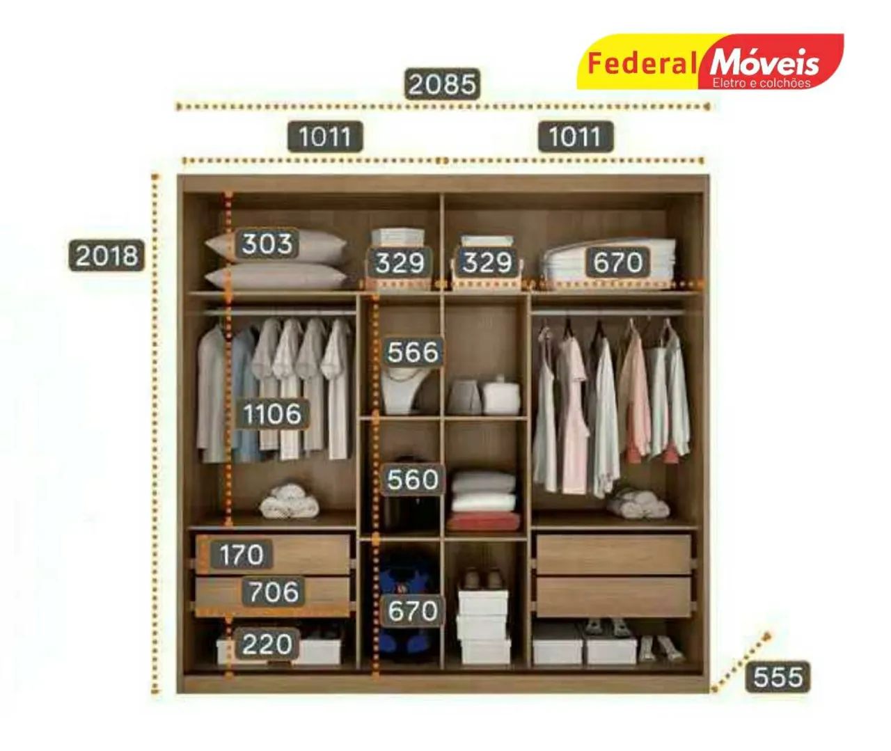 Guarda Roupa 2 Portas e 4 Gavetas Novo Pronta Entrega  - Foto 2