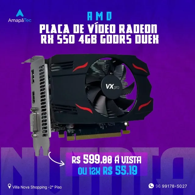 PLACA DE VIDEO RX550 4GB DDR5