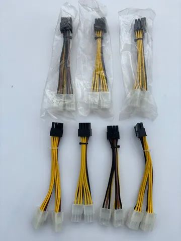 CPU: Cabo de extensão da Fonte- 1x8 p/ 2x6 pinos- lote c/ 7 unidades