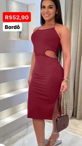 Vestido Midi Canelado Fendas