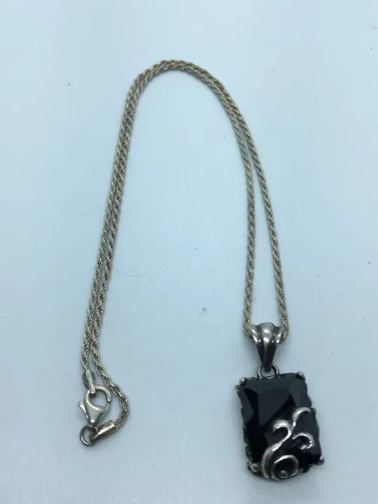 Colar em Prata 925 com pingente de pedra vintage - Foto 2