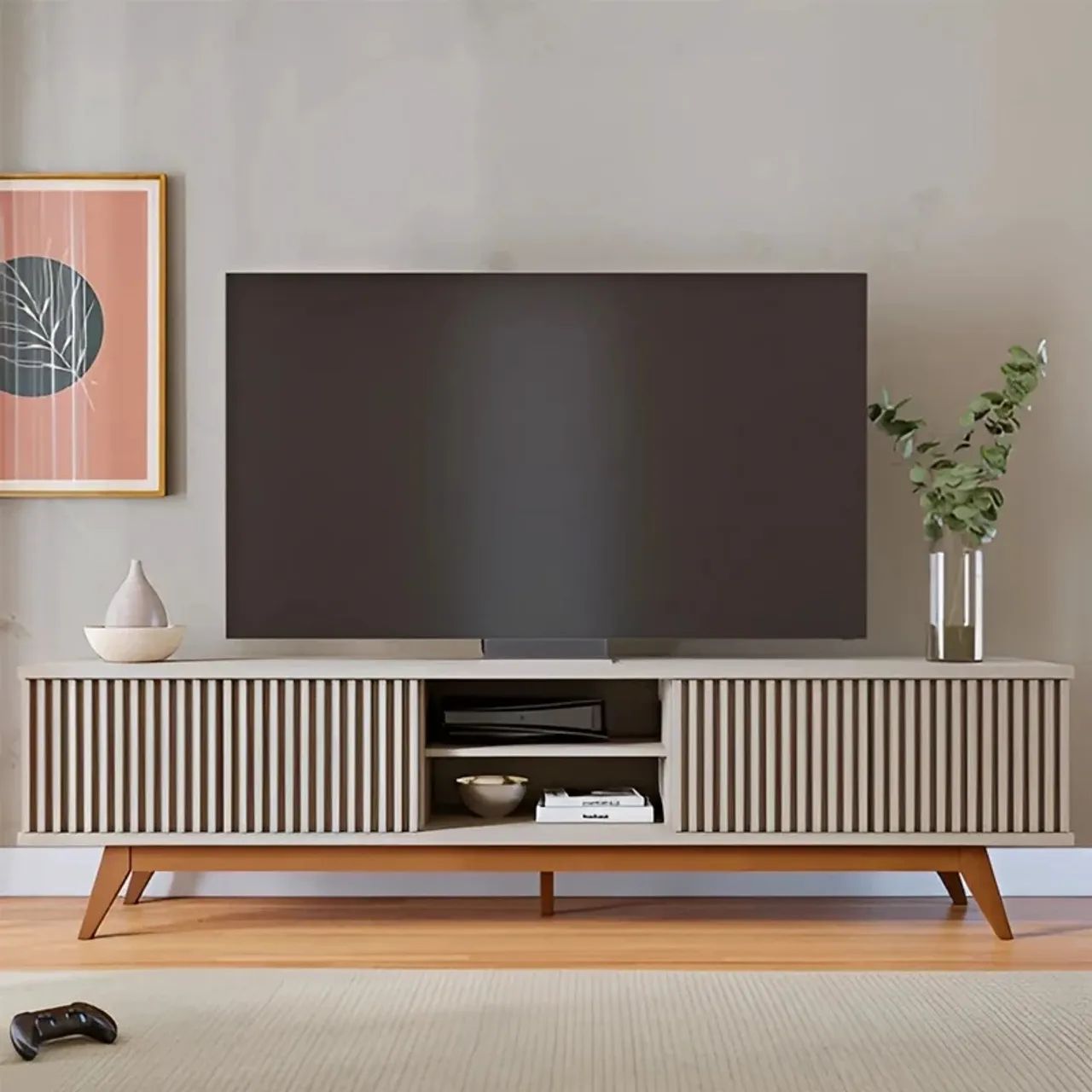 Rack Design Ripado Larg. 2.18m Off White Para TV's até 75 rf65