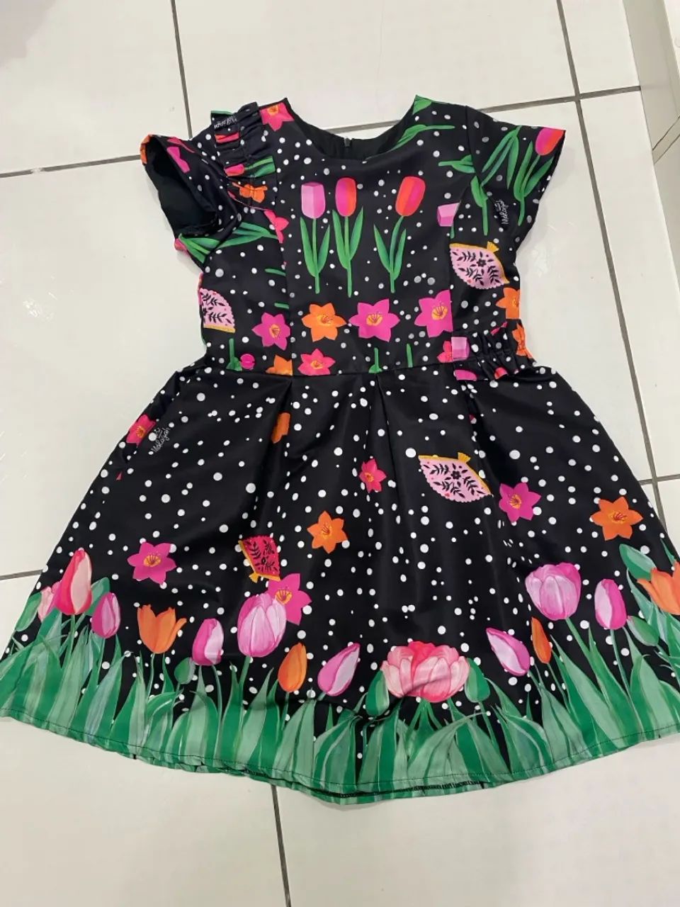 Vestido Málagah Infantil Floral com Bolinhas