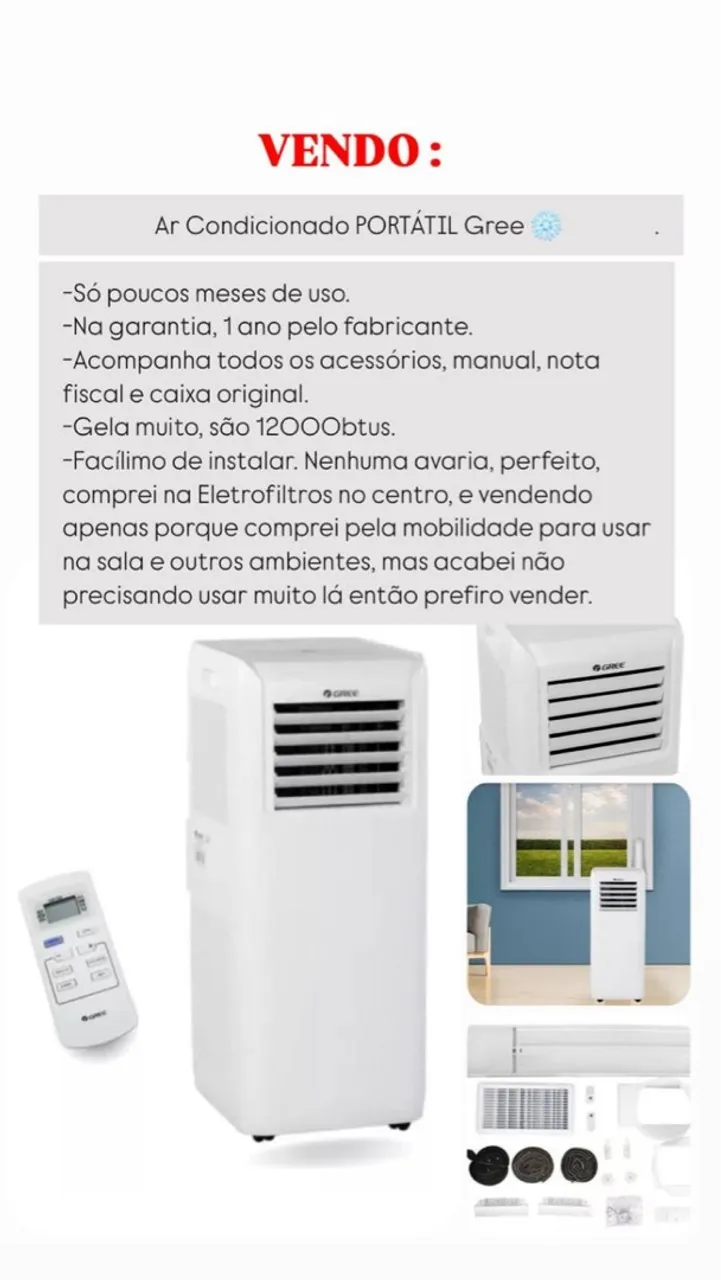 Ar Condicionado Portátil Gree 12000 BTUs