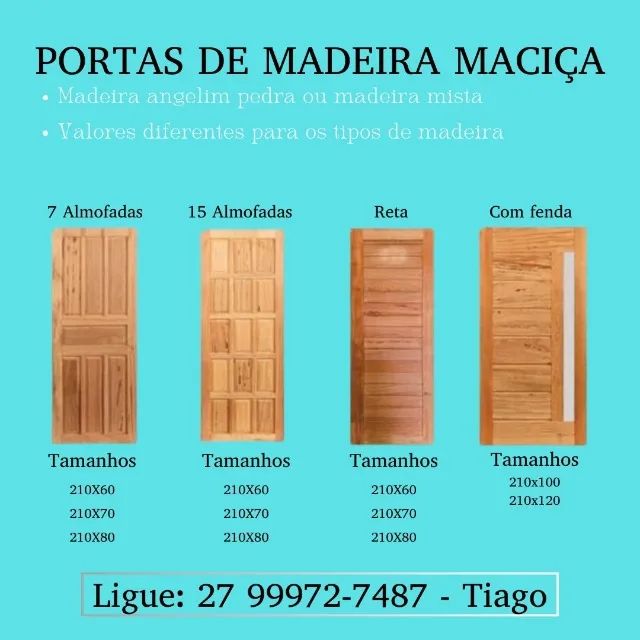 Portas semi ocas e Portas de Madeira Maciça Angelim Pedra e mais - Foto 4
