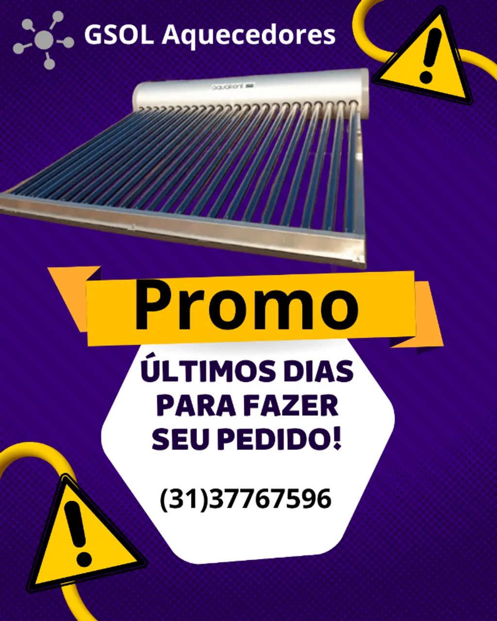 Aquecedor solar instalado novo