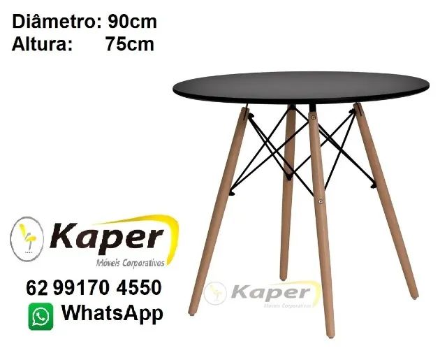 Mesa Redonda 90cm com Pés Eiffel em Madeira e Aço ( nova ) Promoção