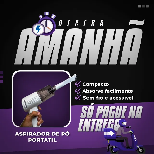 ASPIRADOR DE PÓ PORTATIL 3 EM 1- PAGUE SÓ NA ENTREGA