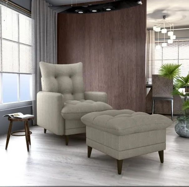 Poltrona e Puff Linho DIVIDIMOS EM ATÉ 10X SEM JUROS