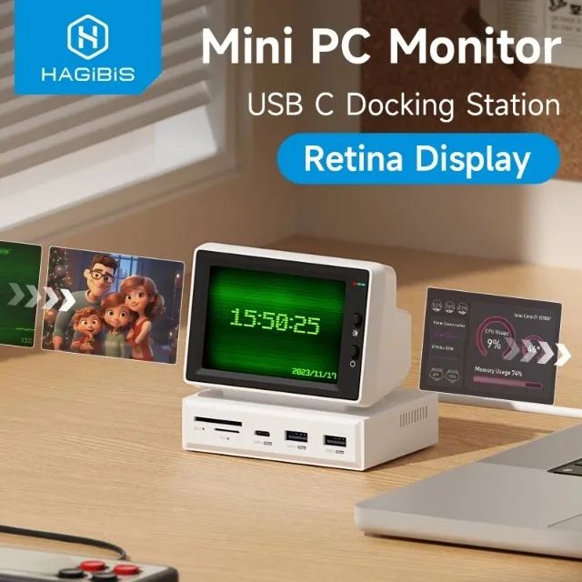 Hagibis Mini Tela mini monitor IPS De 3.5 Polegadas hub usb dock