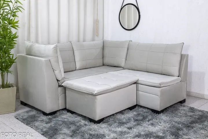 sala sofa de canto com puff - Foto 3