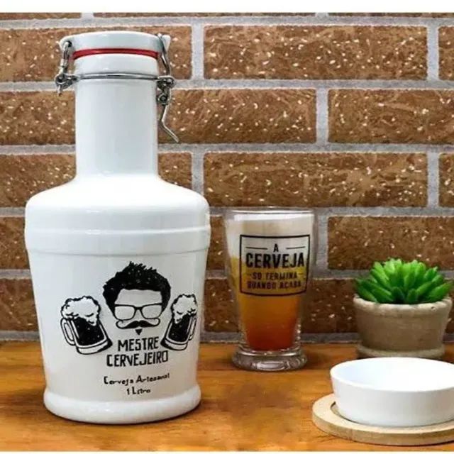 Growler Mestre Cervejeiro 1l feito em 100% ceramica - Marca Ceraflame