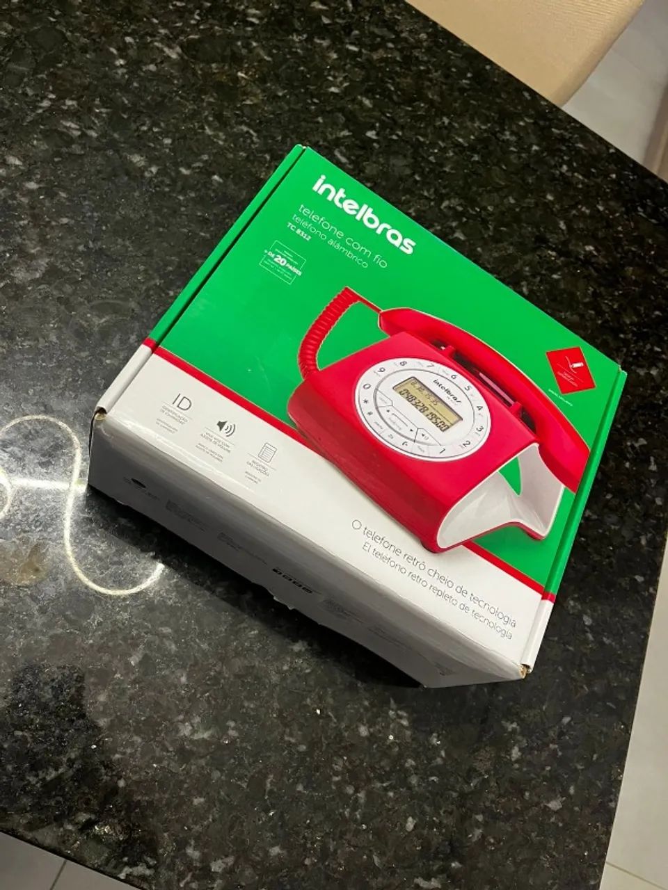 Telefone fixo intelbras vintage retrô vermelho (nunca usado)