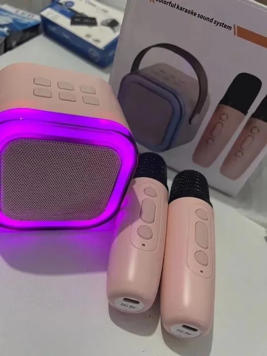 Caixa de Som Karaokê Portátil Rgb, Microfone/efeito de Voz