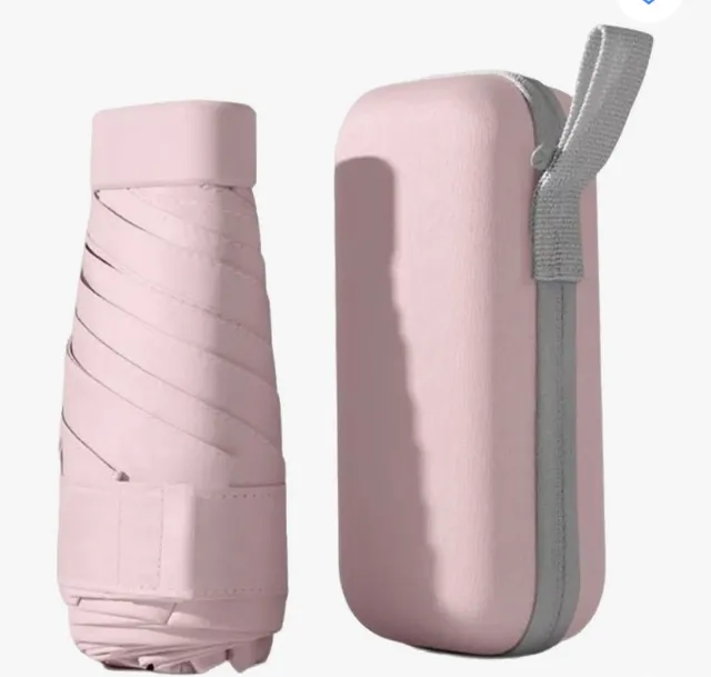 Mini Guarda Chuva Bolsa Cápsula De Bolso Portátil Anti-uv Cor Rosa