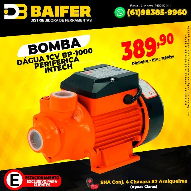 Bomba Dágua 1Cv Periferica Bp-1000 Intech