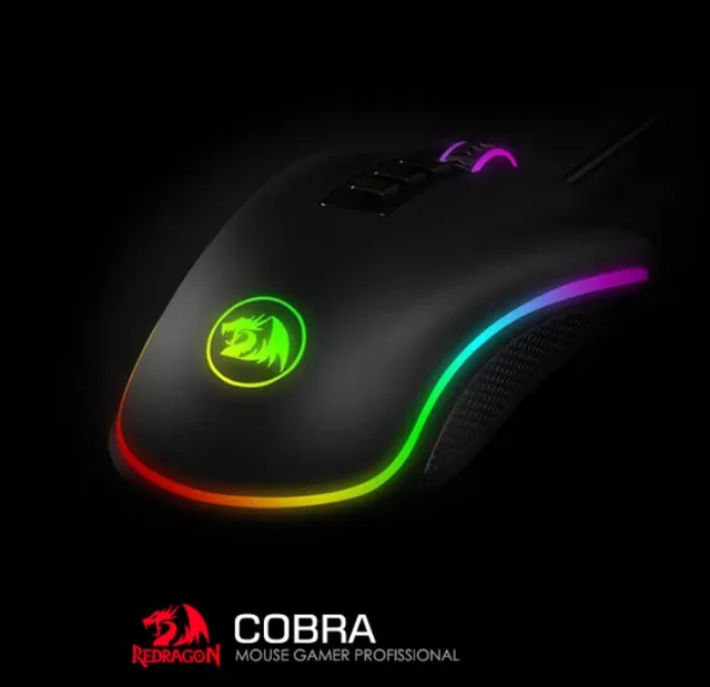 Mouse Gamer Redragon Cobra, Chroma RGB, 10000DPI, 7 Botões, Preto - M711 V2
