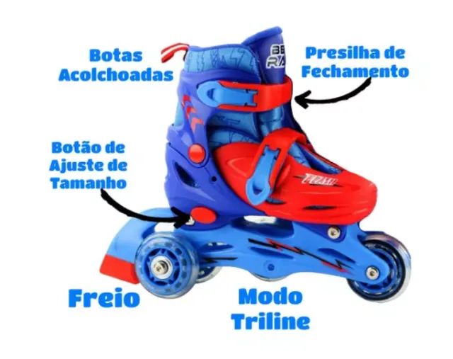 NOVO- Patins infantil (25-27)+kit proteção - Foto 3