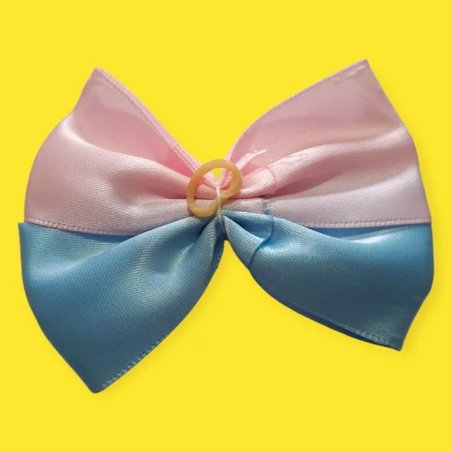 Laço Infantil para Cabelo - Azul e Rosa com Strass Rosa - Foto 3