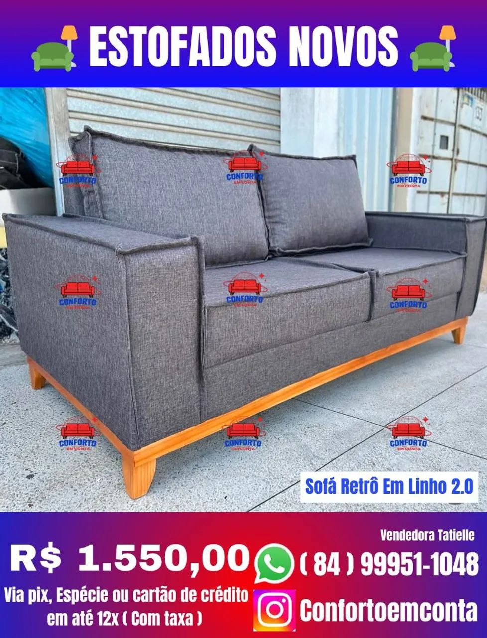 Sofá Retrô Em Linho 2.0 - Conforto e Estilo! - Foto 5