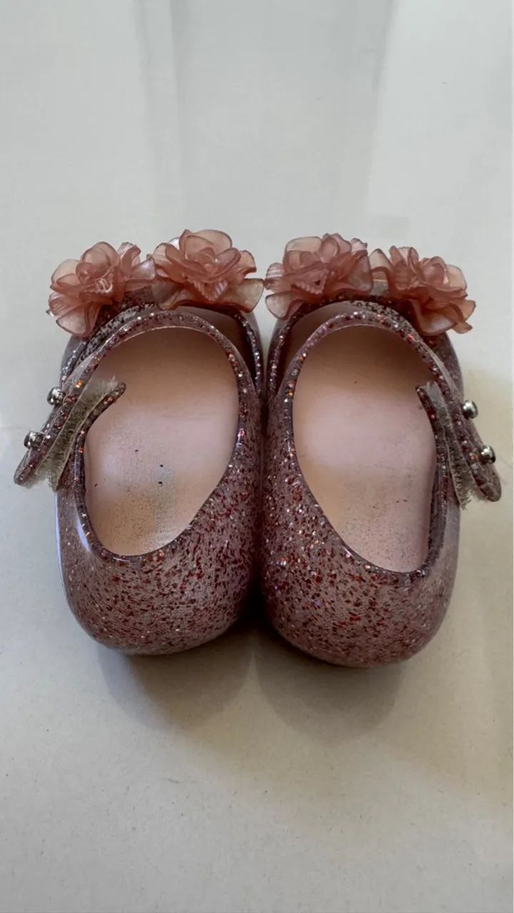 Sandálias mini Melissa Baby Glitter Rosa com Flores - Foto 5