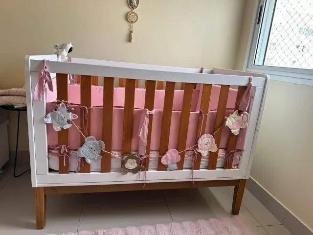 Vendo Berço semi-novo Matic Nature branco/freijó Eva Wood + Colchão de berço Ortobom D18