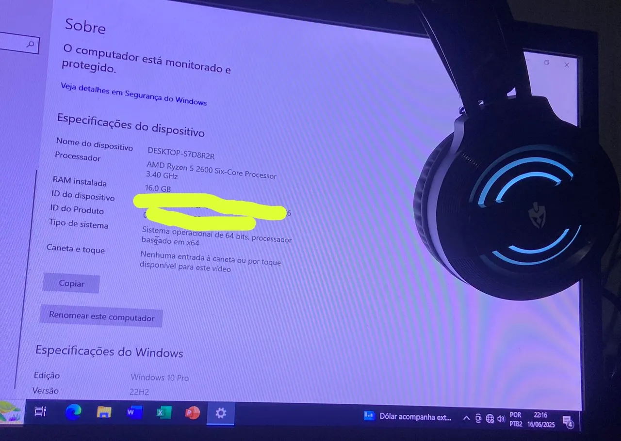 Computador Desktop AMD Ryzen 5 2600/16GB RAM
