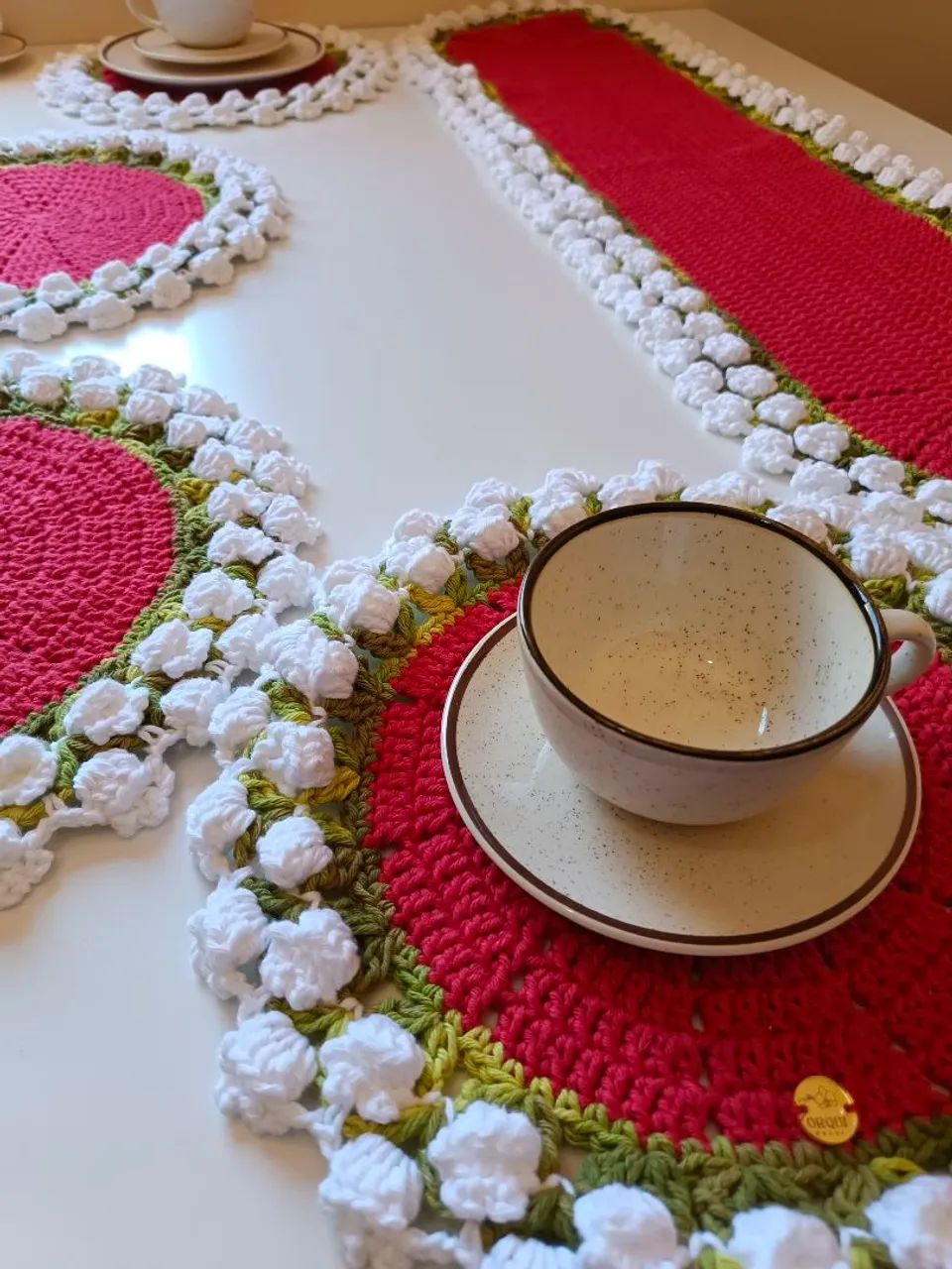 Jogo americano de crochê + trilho - Foto 5