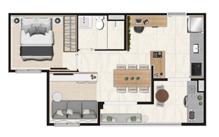 Repasse Apart Na Planta 43m Ton Bosque Maia 1 Dorm C/ Sala Ampliada C/ Opção de 2 Dorms