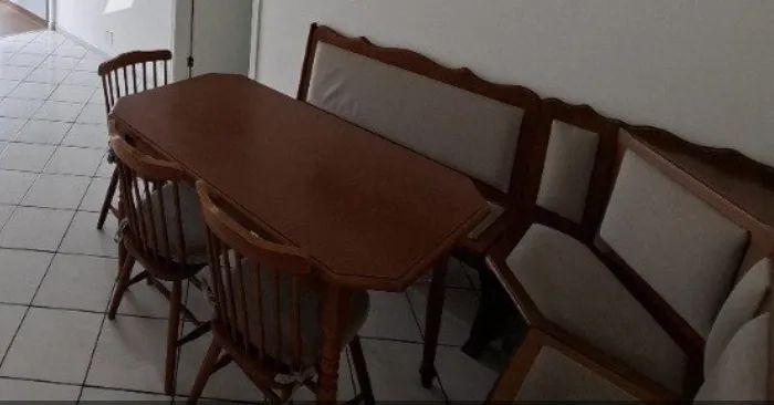 Mesa de jantar Conjunto Canto Alemão com 3 cadeiras - Madeira maçica 64842834566403120
