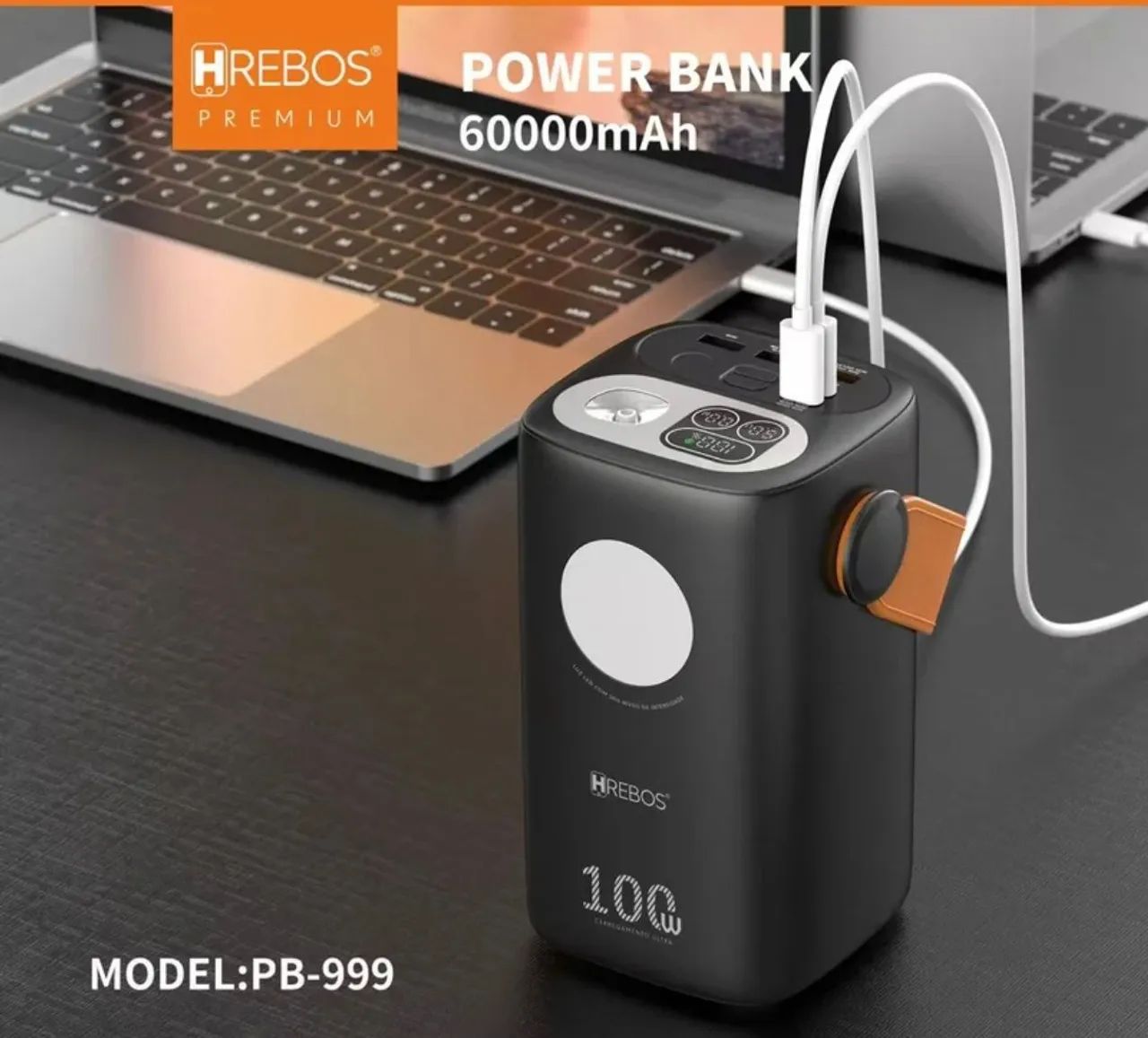 Carregador Power Bank HREBOS TITAN para starlink 60000mAh - Carregamento Rápido 100W - Foto 6