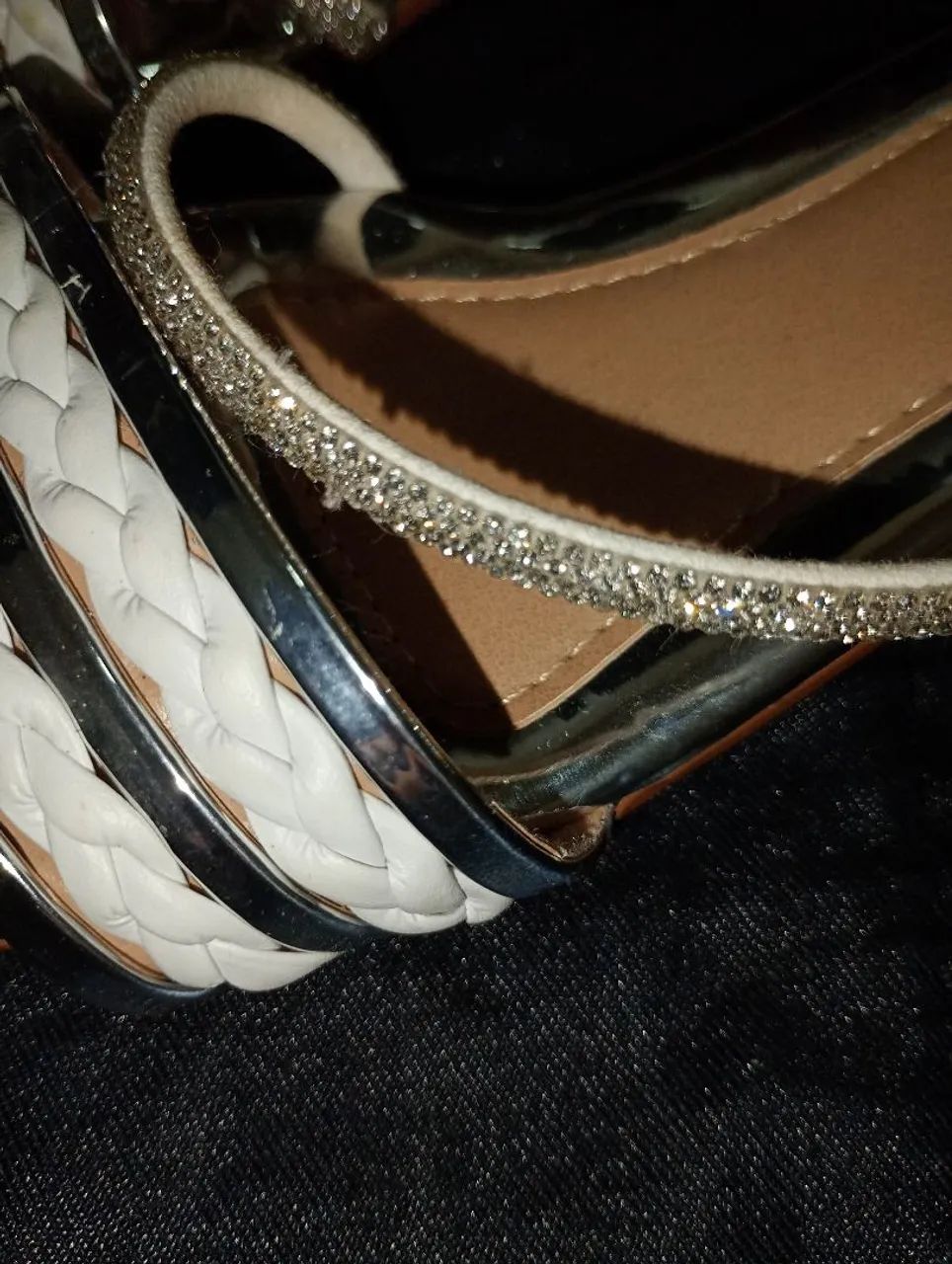 Rasteirinhas prata com mini salto e tiras-NOVO - Foto 2