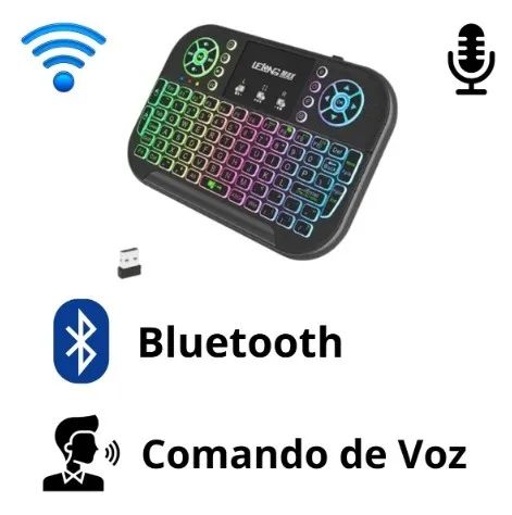 MINI TECLADO P TV PC TV BOX SEM FIO LELONG LE-7704-1 O MAIS COMPLETO ORIGINAL - Foto 4