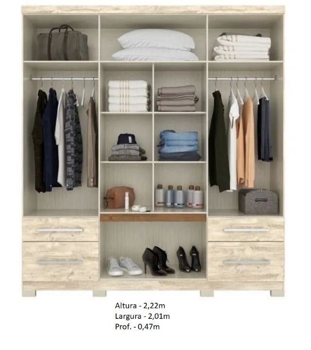 Guarda Roupa 8 Portas 4 Gavetas Espelho Novo Varios Modelos - Foto 2