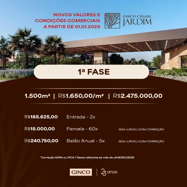 REPASSE - ÁGIO - GINCO CIDADE JARDIM