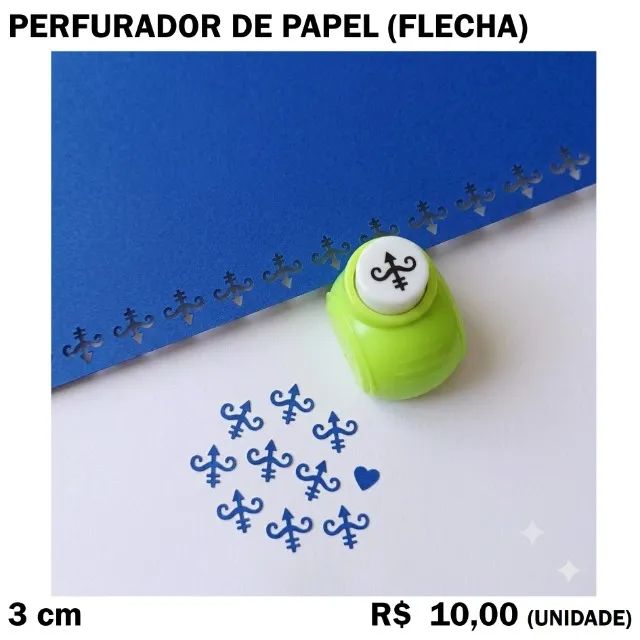 Perfurador de Papel - maçã, dinossauro, golfinho, lua, caranguejo, flecha