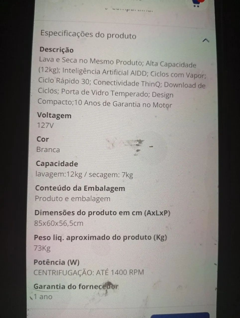 Lava e seca LG vc4 12kg - Foto 5