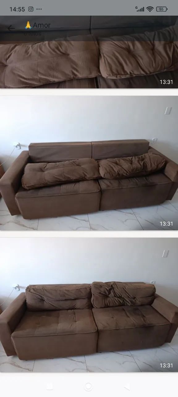 Sofá retrátil marrom com 2,5  - Foto 3