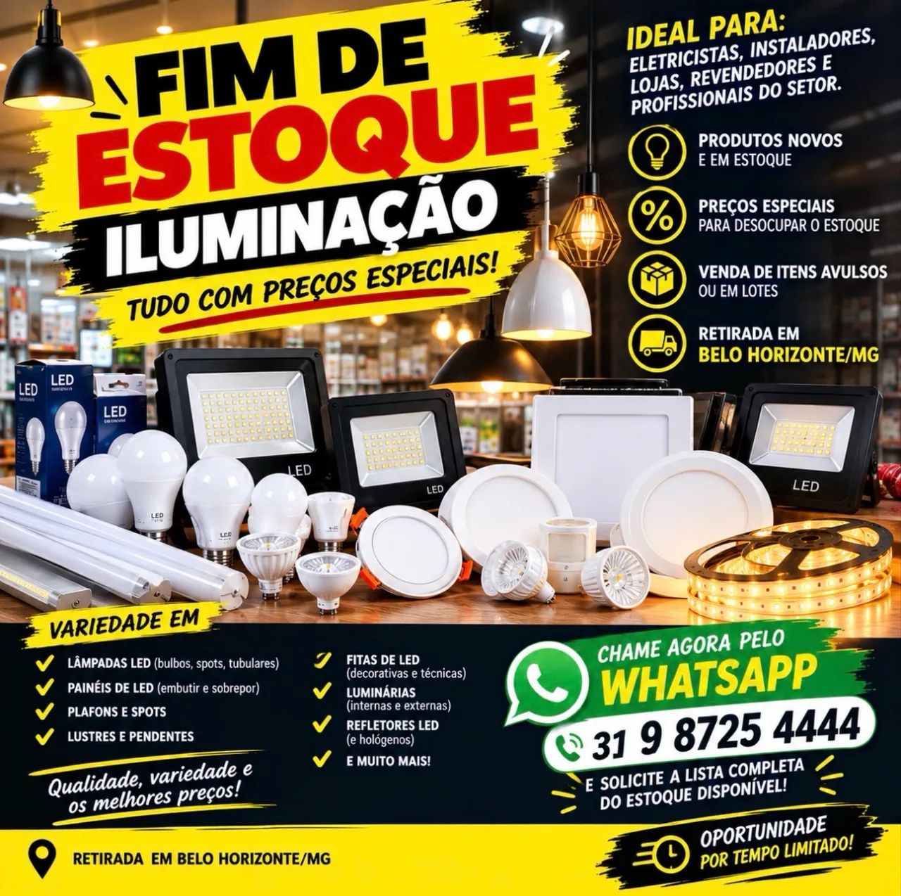 FIM DE ESTOQUE - Produtos de Iluminação 