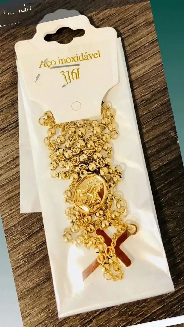 Terço aço dourado  - Foto 2