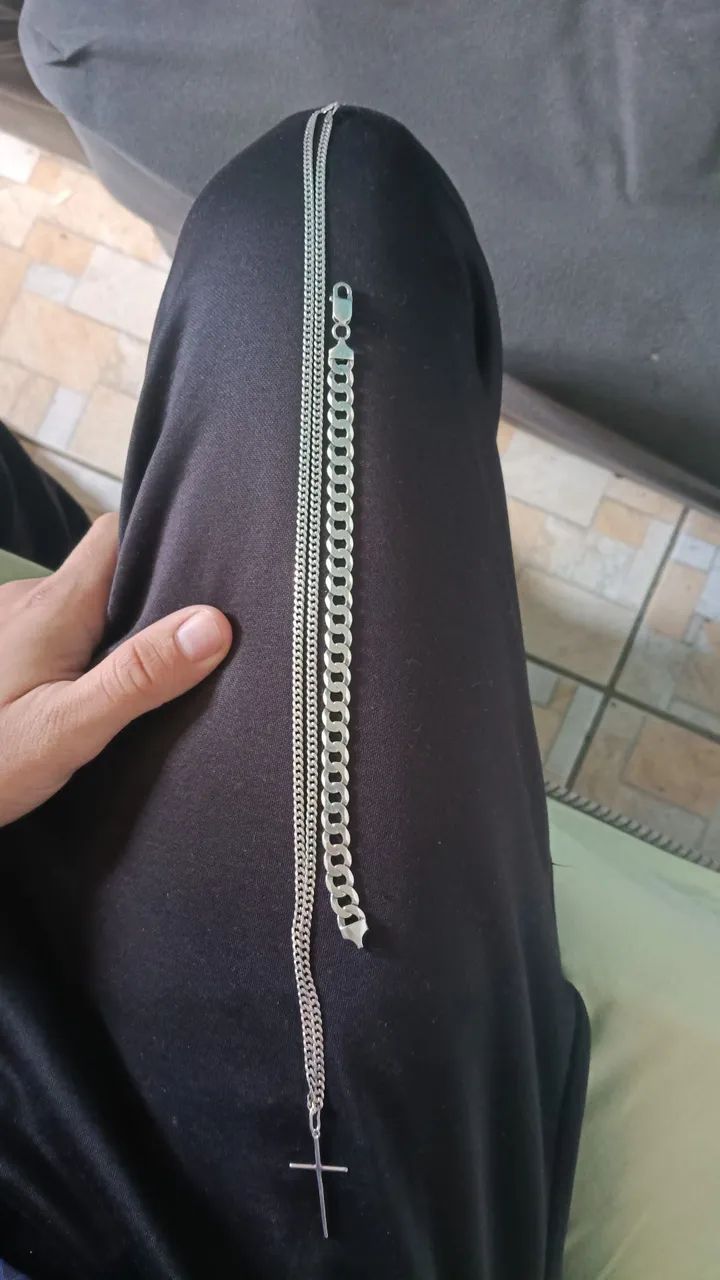 Corrente e pulseira de prata 
