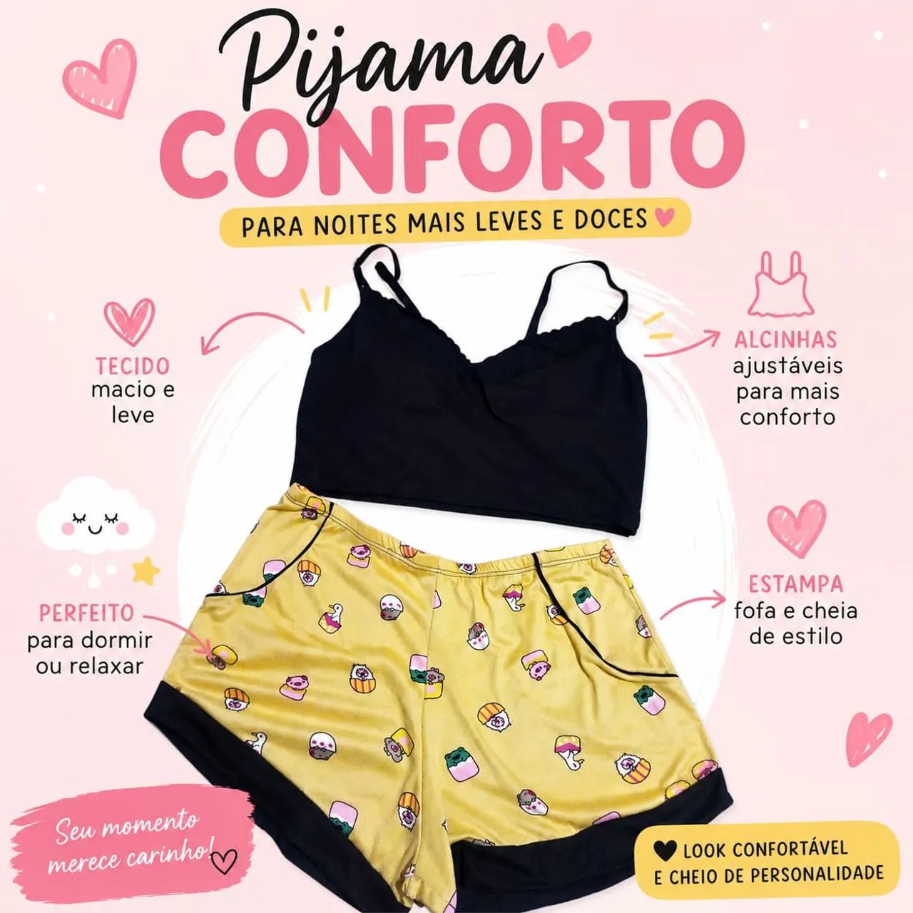 Pijama cropt  adulto 