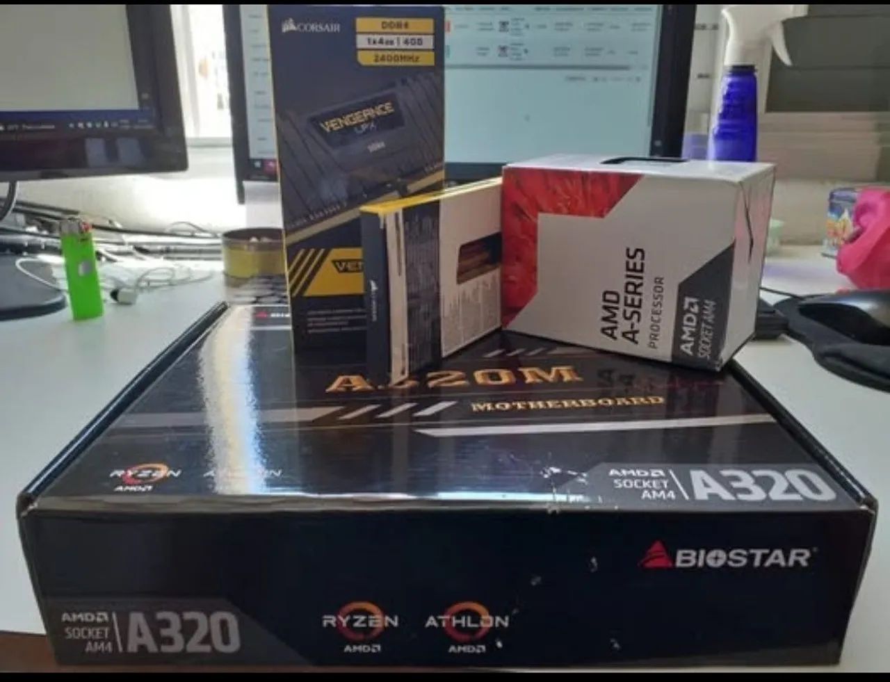 Kit processador+ Placa mãe + 2 memórias RAM Corsair