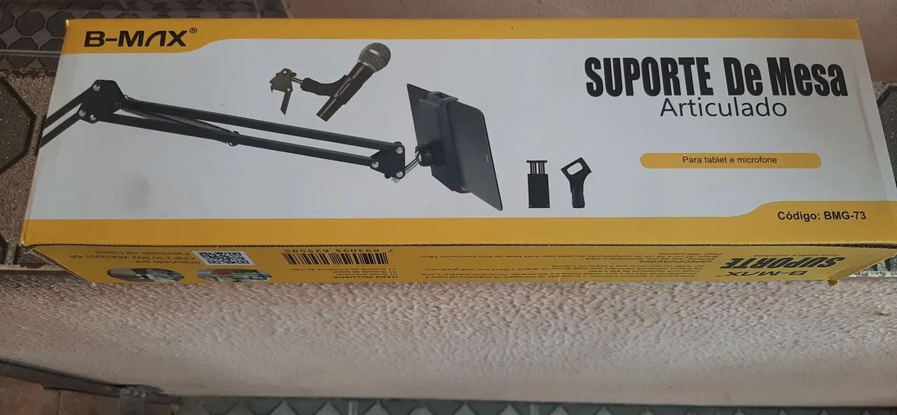 SUPORTE DE MESA PARA TABLET COM 2 CACHÍNBOS PARA MICROFONES!