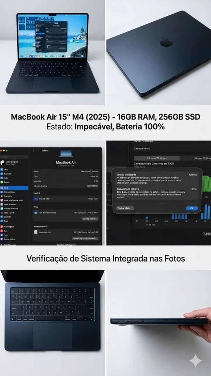 Mac book Air 15 M4 (2025) - 16GB Ram - 256GB SSD - Notebooks